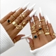 Maximum 27PCS Vintage Heart Snake Butterfly Rings Set for Women Metal Gold Plated Geometric Hollow Finger Ring Jewelry Gift New