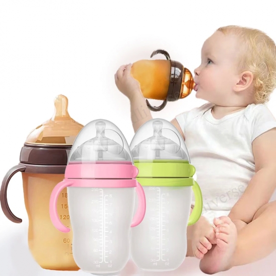 Baby Bottle with Silicone Handle Baby Bottle Photography Accessories 0-36 months 150ml 240ml Baby Boys and Girls