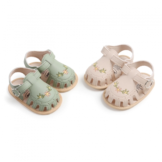 Leisure and comfortable baby girl sandals, breathable and lightweight summer floral wrap toe sandals
