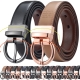 Women‘s Reversible Leather Belt Waist Strap Jeans Dress with Rose Gold And Black Rotate Buckle by Beltox