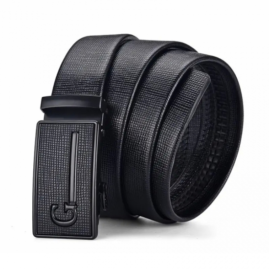 High Quality Men Leather Belt Metal Automatic Buckle Work Business Black Cowskin PU Strap