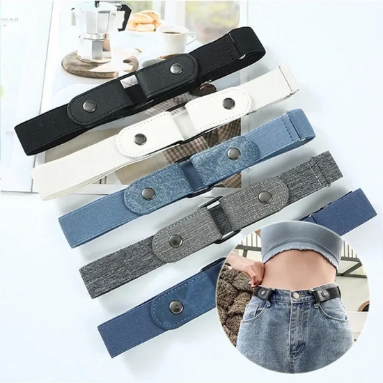 Canvas Adjustable Elastic Waist Band Invisible Belt Buckle-Free Belts for Women Men Jean Pants Dress No Buckle Easy To Wear