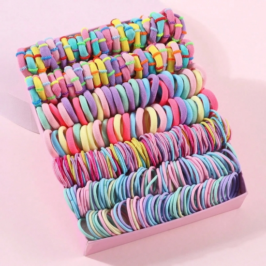 300-250Pcs Girls Colorful Hair Band Set Candy Color Elastic Rubber Band Children Ponytail Holder Headband Girls Hair Accessories