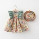 Summer New Girl Baby Strap Dress Fragmented Flower Children-s Sleeveless Princess Dress 0-3 Year Old Newborn Comes with Hat