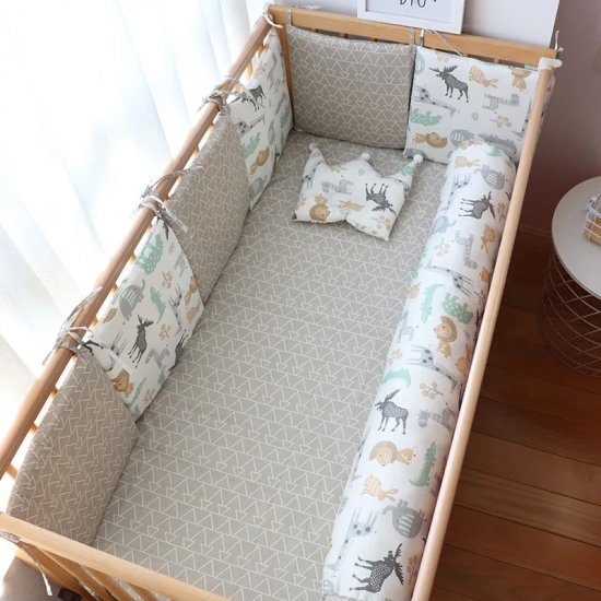 Baby Bedding Set For Newborns Nursery Decoration Thick Soft Crib Bumper Detachable Kids Cot Cushion Pillow Sheet Mattress