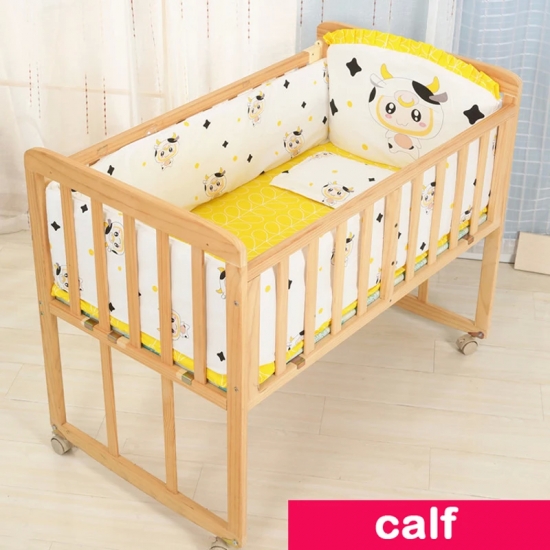 5pcs Crib Bumper Bedding Set Cotton Cute Print Sheet Cradle Side Protector Newborns Infant Anti-collision Cot Room Decor CP22
