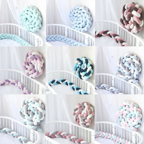 3M-2M-1-5M-1M Baby Bumperinthe Bed Braid Bumper for Newborn Bebe Crib Protector Cot Knot Pillow Cushion Room Decor Bedding Set