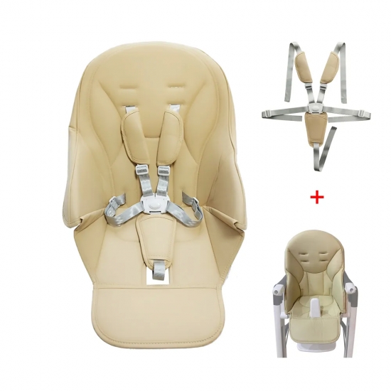Seat Cushion For Peg perego Siesta Zero 3 Aag Prima Pappa High Chair Baby Stroller PU Leather Safety Belt Shoulder Crotch PAD