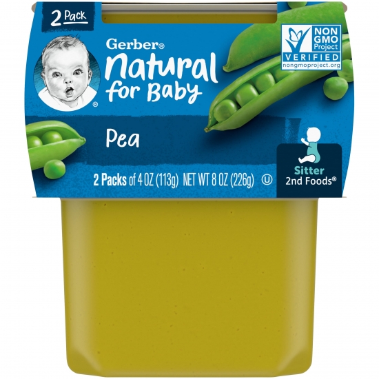 (Pack of 16) Gerber 2nd Foods Pea Baby Food, 4 oz Tubs