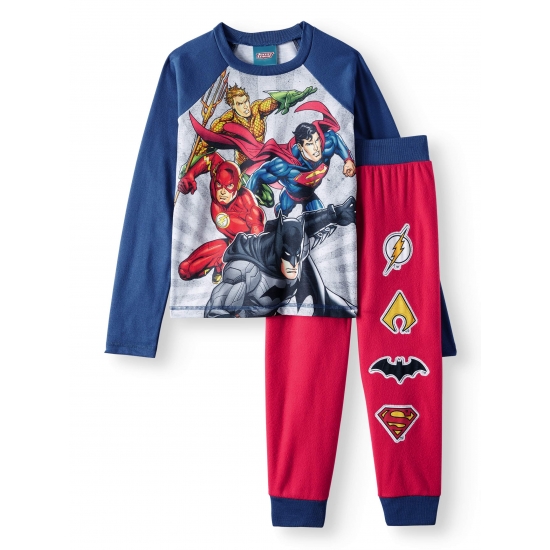 Justice League Graphic Raglan and Jogger 2 Piece Pajama Sleep Set (Big Boy & Little Boy)