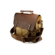 Gearonic Men's Vintage Canvas Leather Satchel School Military Messenger Shoulder Bag Travel Bag - Khaki