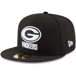 Men's New Era Black Green Bay Packers B-Dub 59FIFTY Fitted Hat