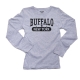 Hollywood Thread Trendy Buffalo, New York with Stars Women's Long Sleeve Grey T-Shirt