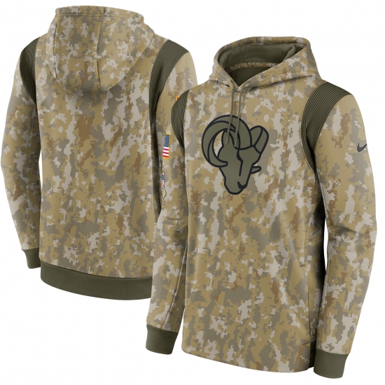 Men's Nike Camo Los Angeles Rams 2021 Salute To Service Therma Performance Pullover Hoodie