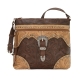 American West 2685170 Saddle Ridge Zip Top Shoulder Bag, Chestnut Brown, Tan & Distressed Charcoal Brown