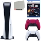 Sony Playstation 5 Disc Version Sony PS5 Disc with Cosmic Red Extra Controller Marvels SpiderMan Miles Morales Launch Edition and Microfiber Cleaning Cloth Bundle