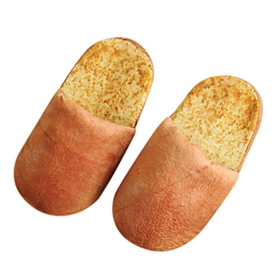 Autumn Slippers Warm Home Shoes Look Bread Bun Plush Cotton Unisex Home Slippers Creative Bread Shape Shoes Tongues 