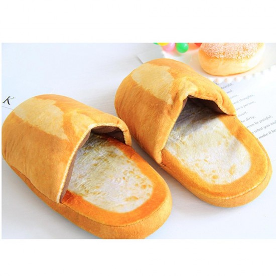 Autumn Slippers Warm Home Shoes Look Bread Bun Plush Cotton Unisex Home Slippers Creative Bread Shape Shoes Tongues 
