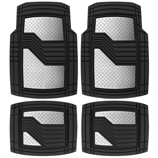 CATERPILLAR Heavy Duty Rubber Floor Mats for Car SUV Truck  VanAll Weather Protection Front  Rear with Heelpad  AntiSlip Nibs Backing TrimtoFit
