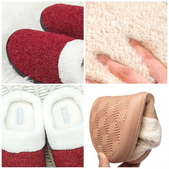 BOREE Women Indoor Slippers Soft Plush Lovers Home Slipper Anti-slip Big Size Warm Knitting Floor Shoes Ladies Bedroom Slides