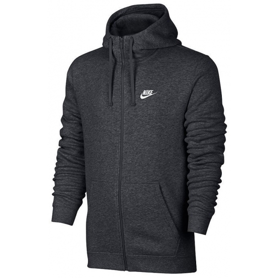 Adidas Nike Mens Sportswear Full Zip Club Hooded Sweatshirt (charcoal Heather/White, Medium)