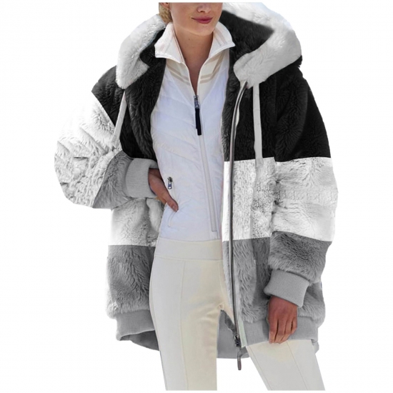 Scyoekwg Clearance Womens Winter Jacket Plus Size Womens Fashion Zipper Long Sleeve Outerwear Warm Coat Jacket Winter Tops Gray XXXXL