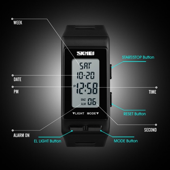 Fashion Digital Wrist Watch SKMEI Brand Sports Watches LED 12/24 Hour Alarm Waterproof Electronic Watch For Men