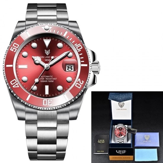 Red Men Watches Top Brand Luxury Sapphire Watch Waterproof Automatic Mechanical Watch Mens Fashion Sport 316L Steel Clock