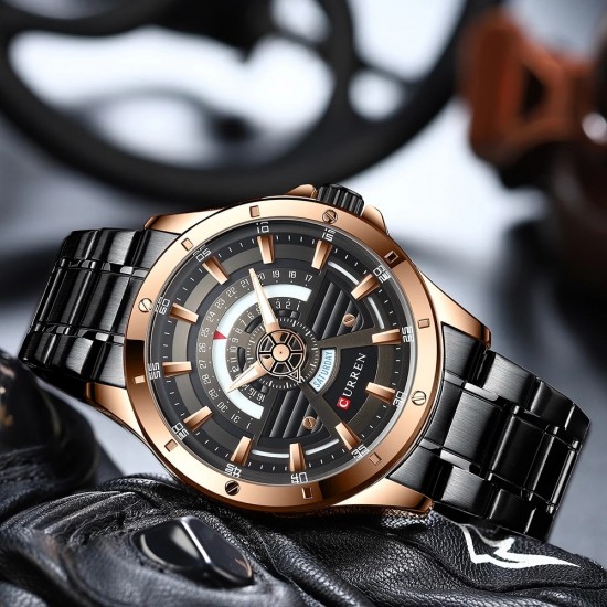 CURREN New Sports Watches Mens Fashion Casual Quartz Watch Stainless Steel Watch Date Week Clock Male Creative Wristwatch