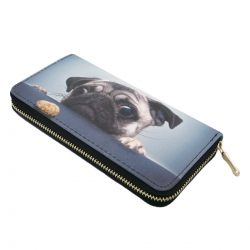 TrendsBlue Premium Puppy & Kitty Animal Print PU Leather Zip Around Wallet