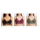 Body Frosting Women’s Longline Lace Bralette Strappy Bra with Removable Pads, Medium (3 Pack)