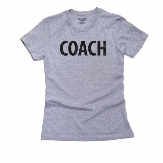 Hollywood Thread COACH - Simple Large Print Sports Women's Cotton Grey T-Shirt
