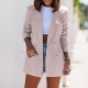 FITORON Blazer Jackets for Women Outerwear Long Sleeve Turndown Collar Cardigan Solid Simple Elegant Jacket Overcoat Beige M