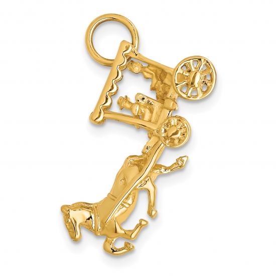 IceCarats 14k Yellow Gold Solid 3 Dimensional Horse Carriage Pendant Charm Necklace Animal Travel Transportation Western