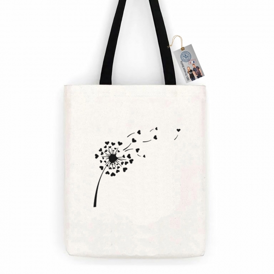 Custom Apparel R Us Valentines Day Whimsical Dandelion ShirtCotton Canvas Tote Bag Day Trip Bag Carry All