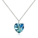 ONLINE 925 Silver Bermuda Blue A Kiss for My Love Heart Necklace Made w Swarovski Crystal