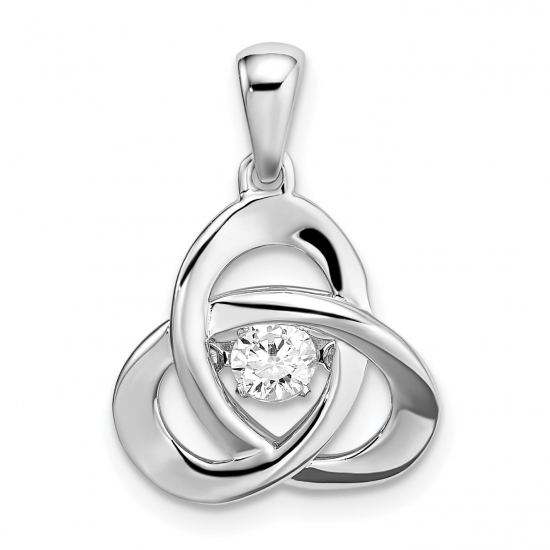 ICE CARATS 925 Sterling Silver Platinum Plated Vibrant Moving Cubic Zirconia Cz Swarovski Center Stone Trinity Pendant Charm Necklace Celtic Claddagh Fine Jewelry For Women Gifts For Her