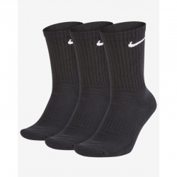 Nike Everyday Cotton Cushioned Crew Training Socks with Sweat-Wicking Technology (3 Pair), Black, Large