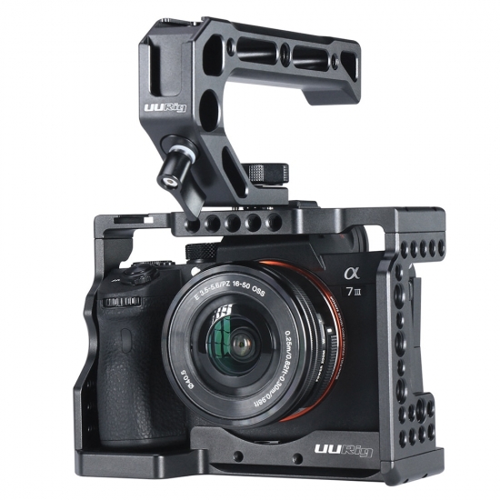 UURig C-A73 Camera Cage for Sony a7iii A7R3 A7M3 Standard Arca-Style Quick Release Plate with Top Handle Grip Sony A7III