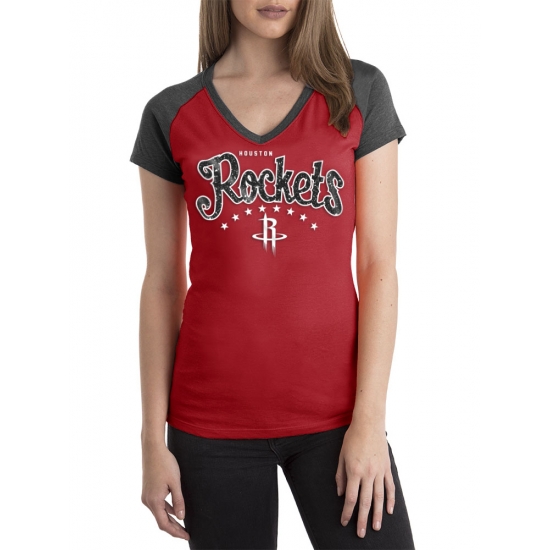 Houston Rockets Womens NBA Short Sleeve Biblend Jersey V-neck