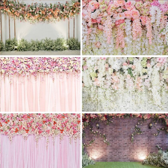 White Wedding Backdrop Photography Flowers Wall Rose Background Wedding Bridal Shower Portrait Backdrops Romantic Scene Photo