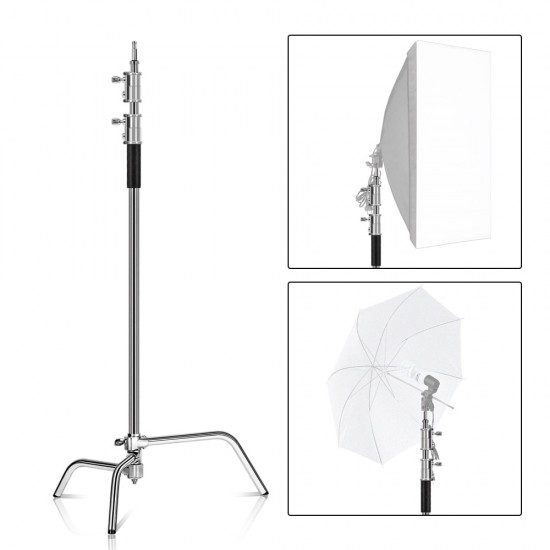2.6M/8.5FT Stainless Steel Century Foldable Light Stand Tripod Magic Leg Photography C-Stand For Spot Light Softbox Photo Studio