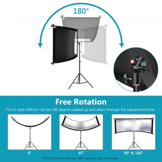 Neewer Clamshell Light Reflector/Diffuser for Studio and Photography Situation with Carry Bag 66×24 Inch Arclight Curved Light