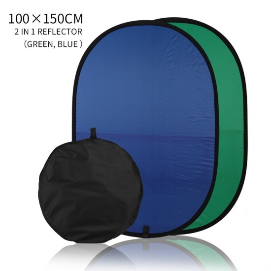 100cmX150cm Collapsible Nylon Oval Reflector 2 in 1 Blue and Green Background Board Folding Backdrops Photo Studio Accessories
