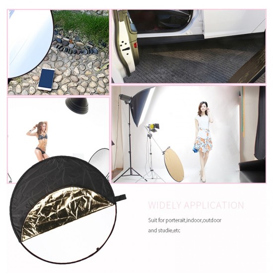 60cm 5in1 Round Reflector Flash Silver Gold Portable Collapsible Reflector for Studio Multi Photo Disc Diffuers