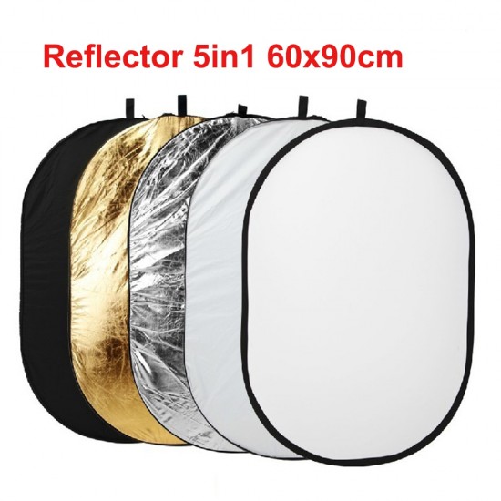 60x90cm 5 in 1 Multi Disc Photography Studio Photo Oval Collapsible Light Reflector Handhold Portable Photo Disc Reflector