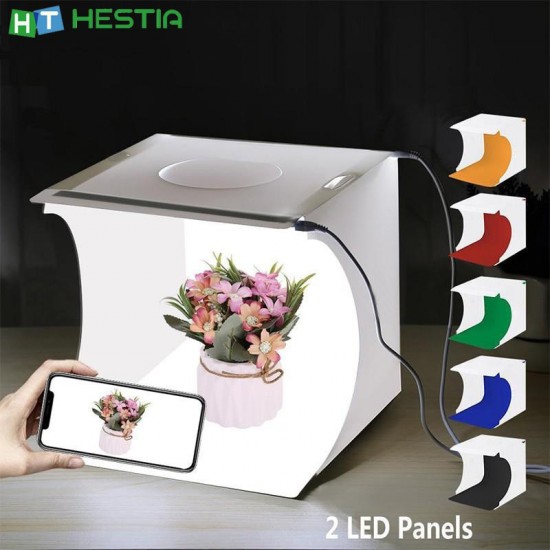 LED Lighting Highlight Portable Photography Mini Tents Box Studio for Camera Photobox 2 LED Light Bar 6 Colors Backdrop Softbox