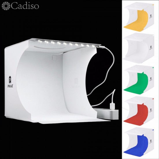 Cadiso Folding Soft Box 20cm LED Mini Photography Studio Diffuse Lightbox Photo with Black White Background for Camera Phone