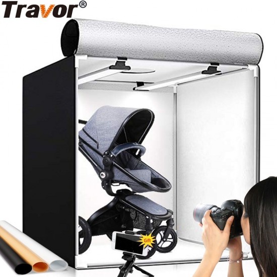 Travor Light Box 60x60CM Portable Softbox Studio Photo LED Lightbox With 3 Colors Background For Tabletop Photography LED lights