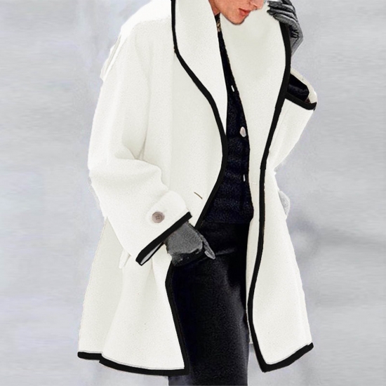 YODETEY Womens Warm Faux Coat Cardigan Winter Solid Long Sleeve Outerwear White 10XL